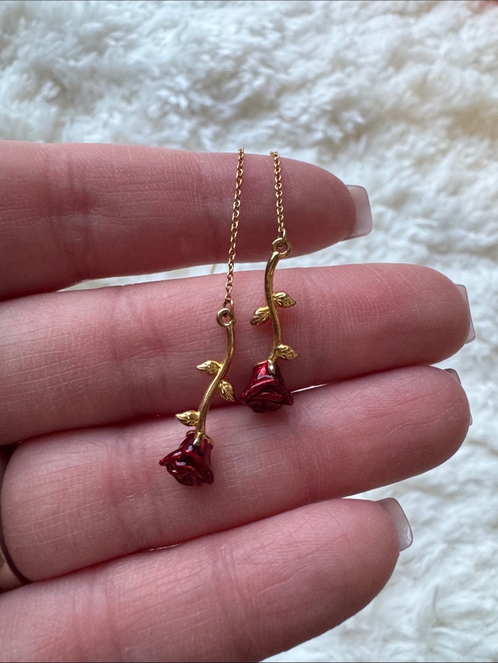 Sterling Silver Rose Threader Earrings